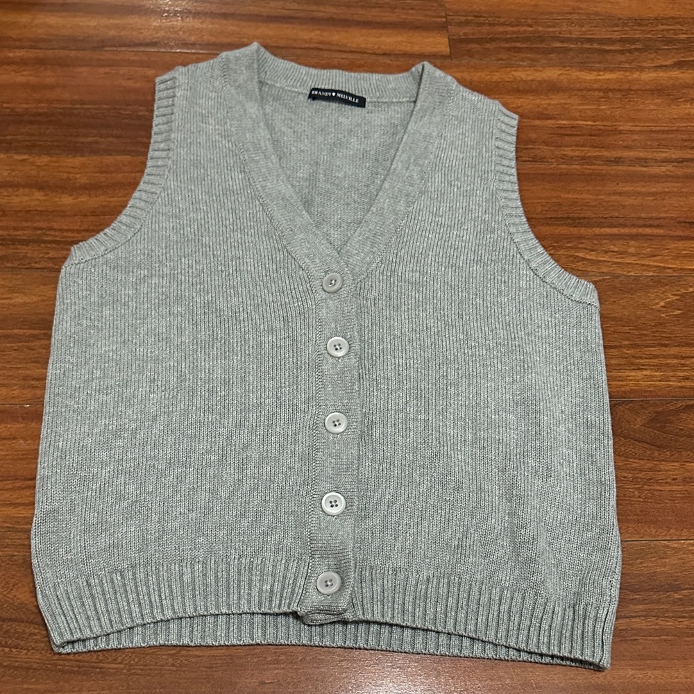 Brandy Melville Gray V-Neck Top
